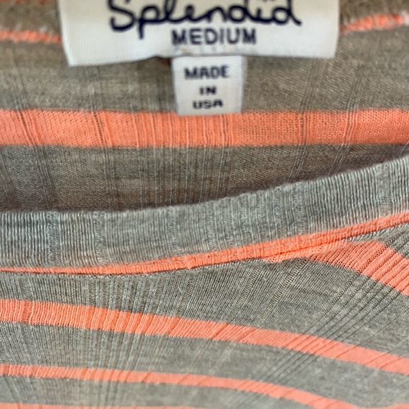 Splendid Cropped Tee - Gray & Peachy Pink Stripes - Picture 2 of 2